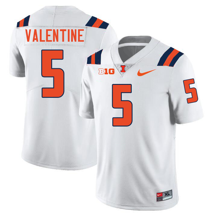 #5 Ca'Lil Valentine Illinois Fighting Illini Football Jersey,Uniforms-White #5 Ca'Lil Valentine Illinois Fighting Illini Football Jersey,Uniforms-White